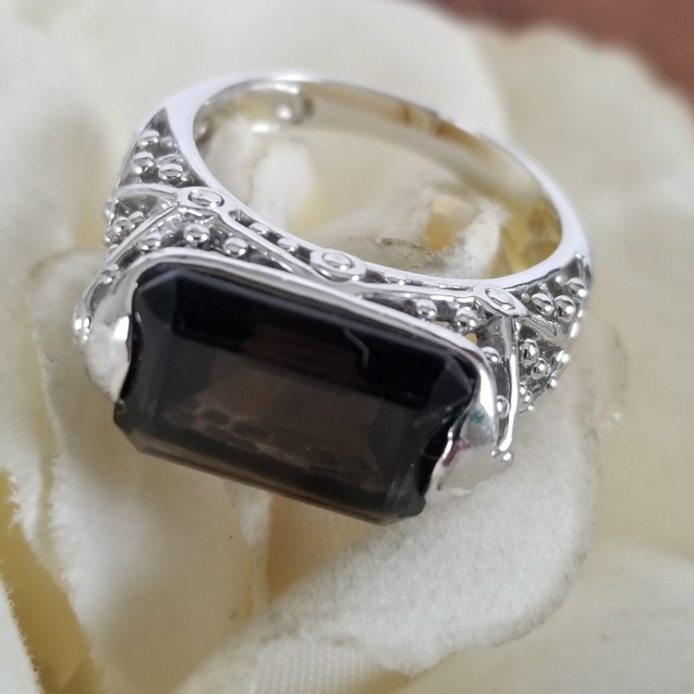 Smoky Espresso Topaz Emerald Cut Lia Sophia Ring